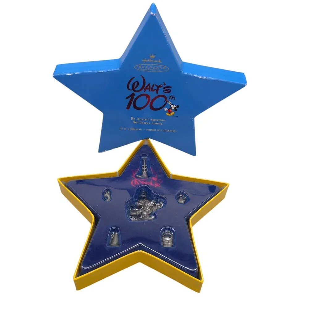 Vintage 2001 Walt Disney 100th Hallmark Keepsake Ornaments in Box SET OF‎ 6